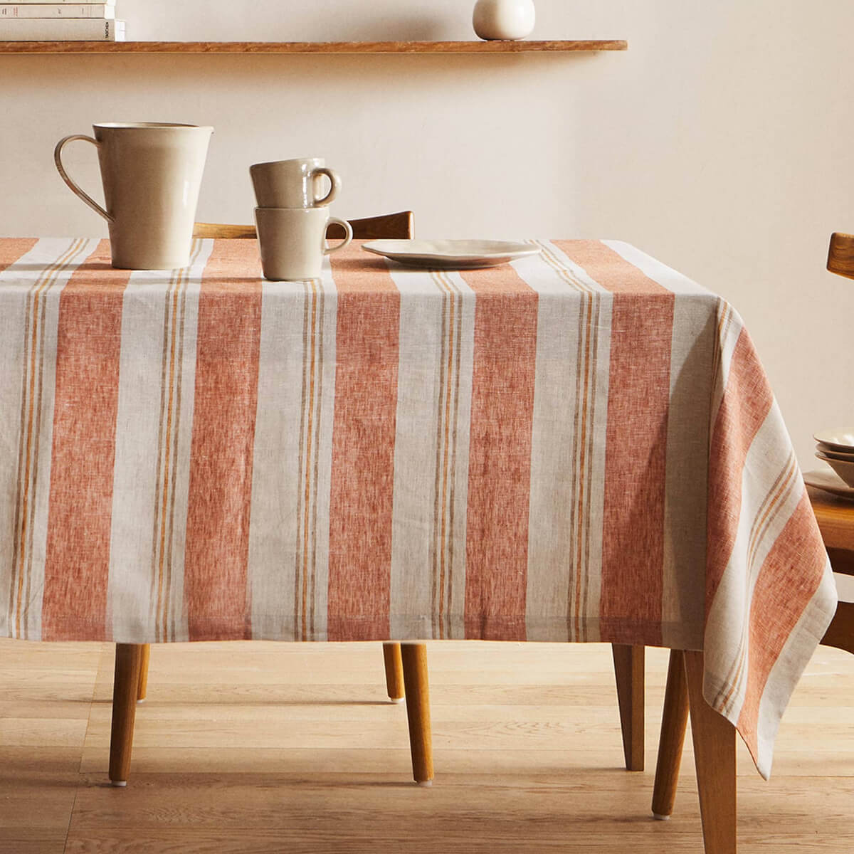 Big Striped Linen Tablecloth