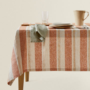 Big Striped Linen Tablecloth