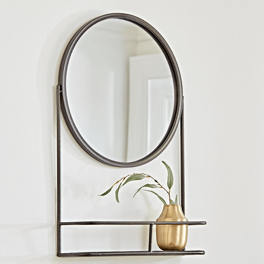 Black Round Mirror Shelf