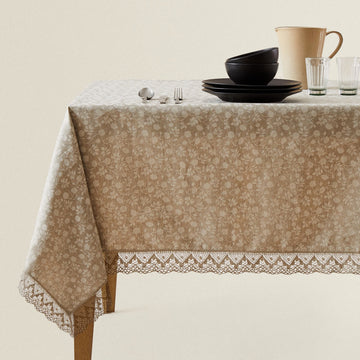 Vintage Floral Print Tablecloth
