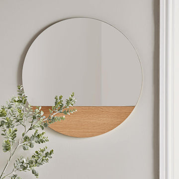 Round Oak Slice Mirror