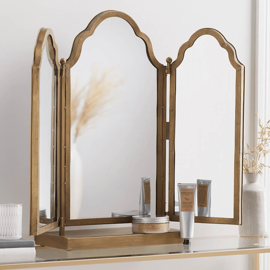 Folding Oak Table Mirror